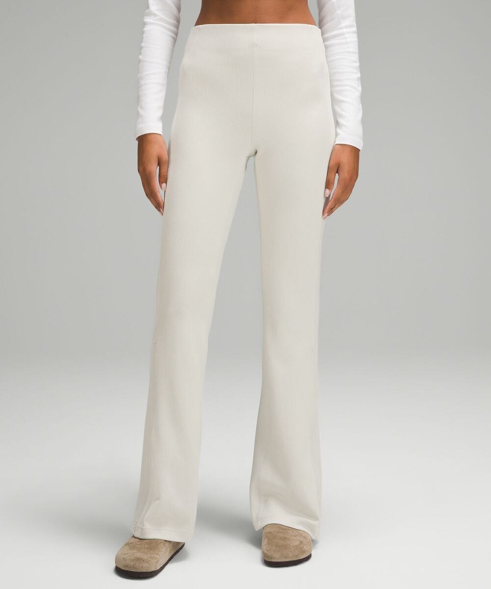 Lululemon Brushed Softstreme Ribbed Zip Flared Pant 32.5" Bone - 4